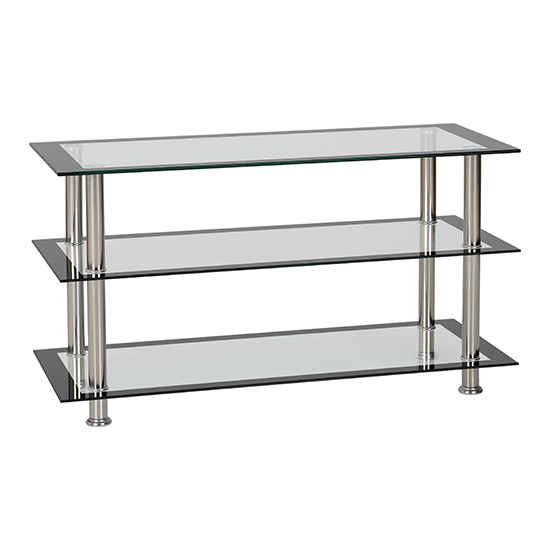 Hensol Clear Glass TV Stand With Silver Metal Legs