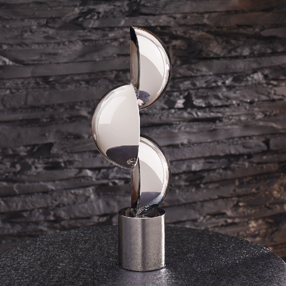 Henviro Black and White Sculpture with Cylindrical Glass Base