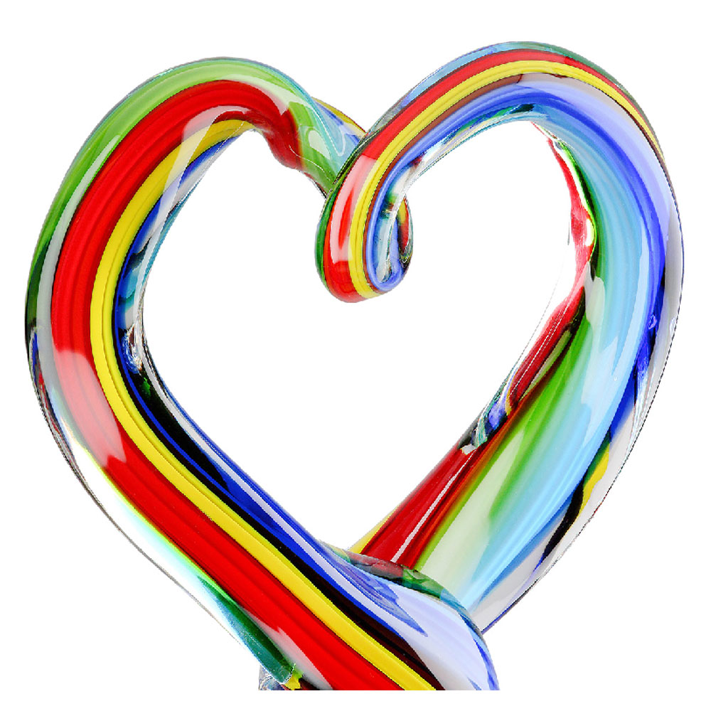 Henviro Glass Heart Shape Sculpture in Multicoloured