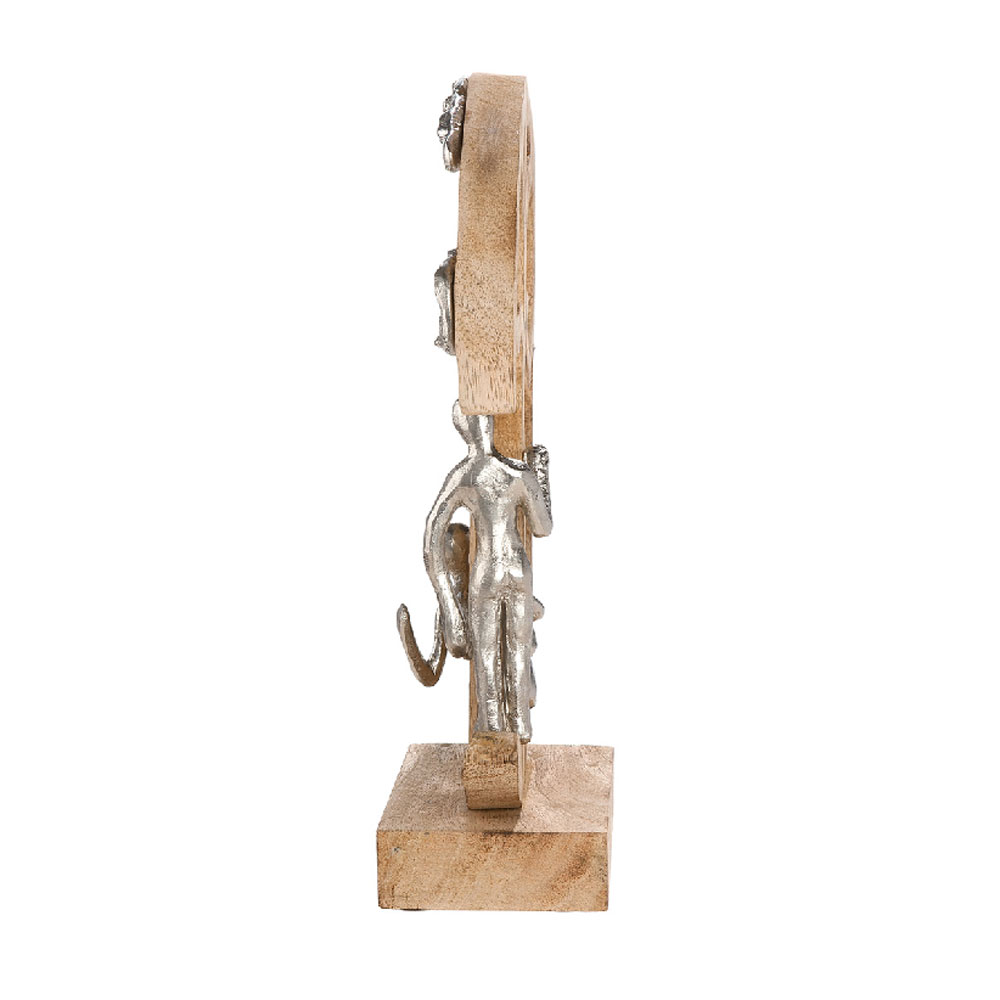 Henviro Mango Wood Couple Under A Tree Sculpture in Natural and Silver