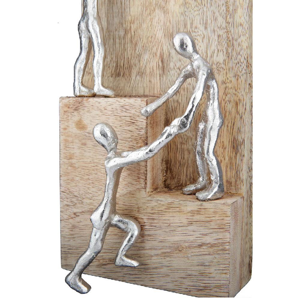 Henviro Mango Wood Helping Hand Sculpture in Natural and Silver