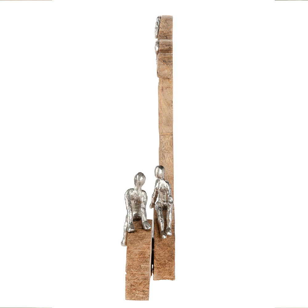 Henviro Mango Wood Relaxing Tree Sculpture in Natural and Silver