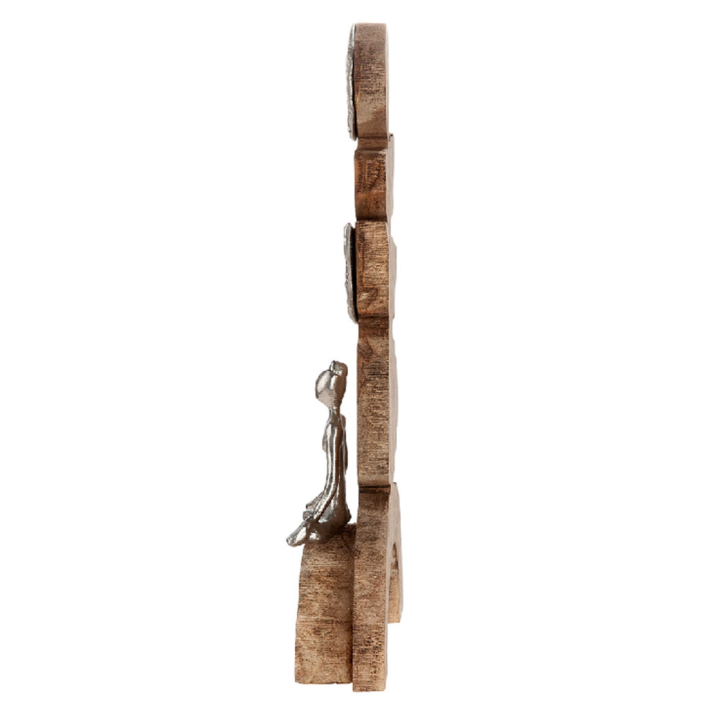 Henviro Mango Wood Stone Dome Sculpture in Natural and Silver