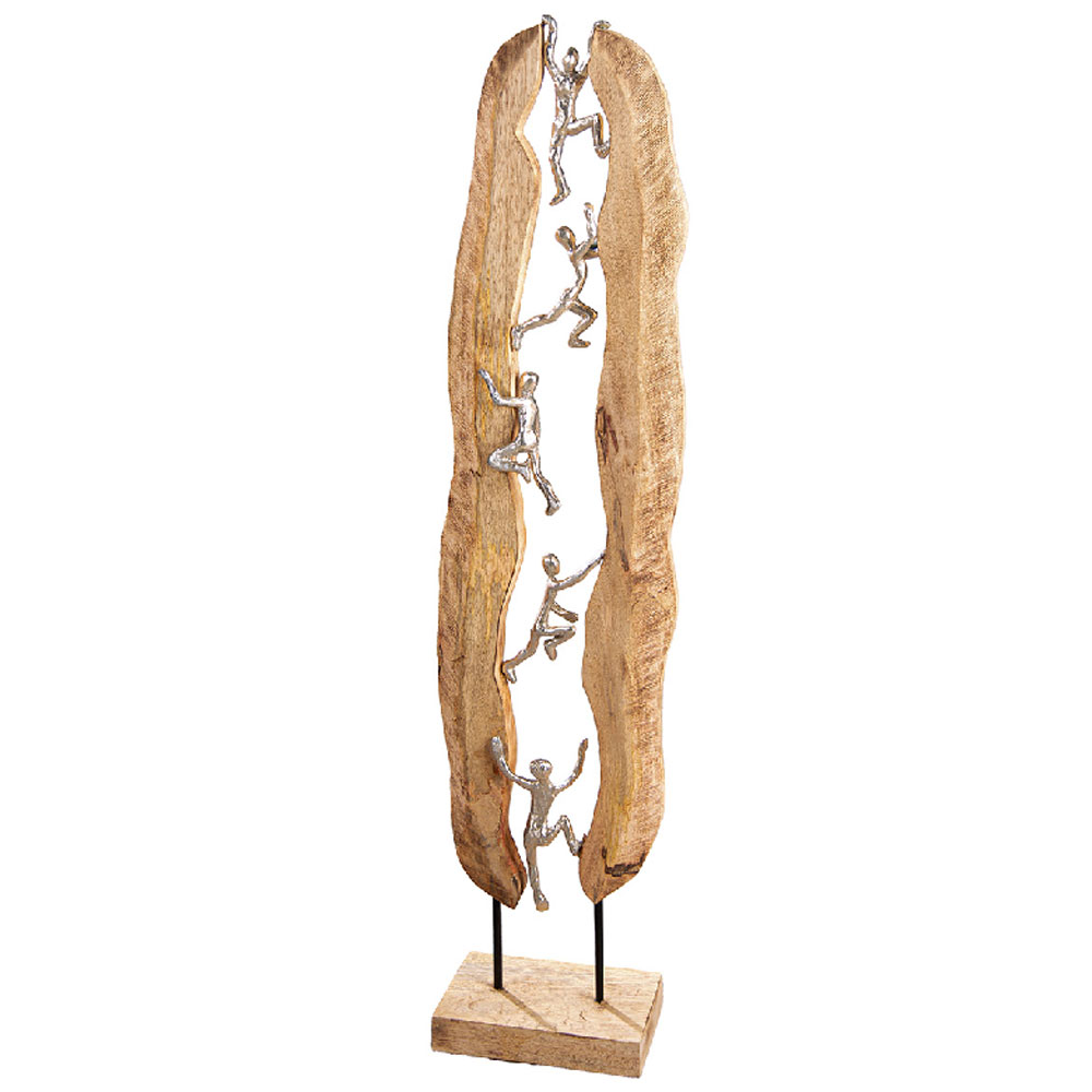 Henviro Mango Wood to the Top Sculpture in Natural and Silver