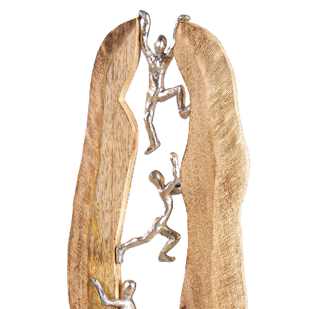 Henviro Mango Wood to the Top Sculpture in Natural and Silver