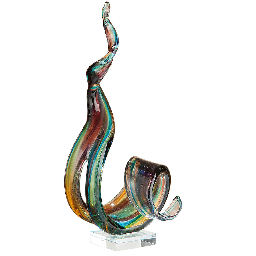 Henviro Wave Glass Sculpture in Multicolour