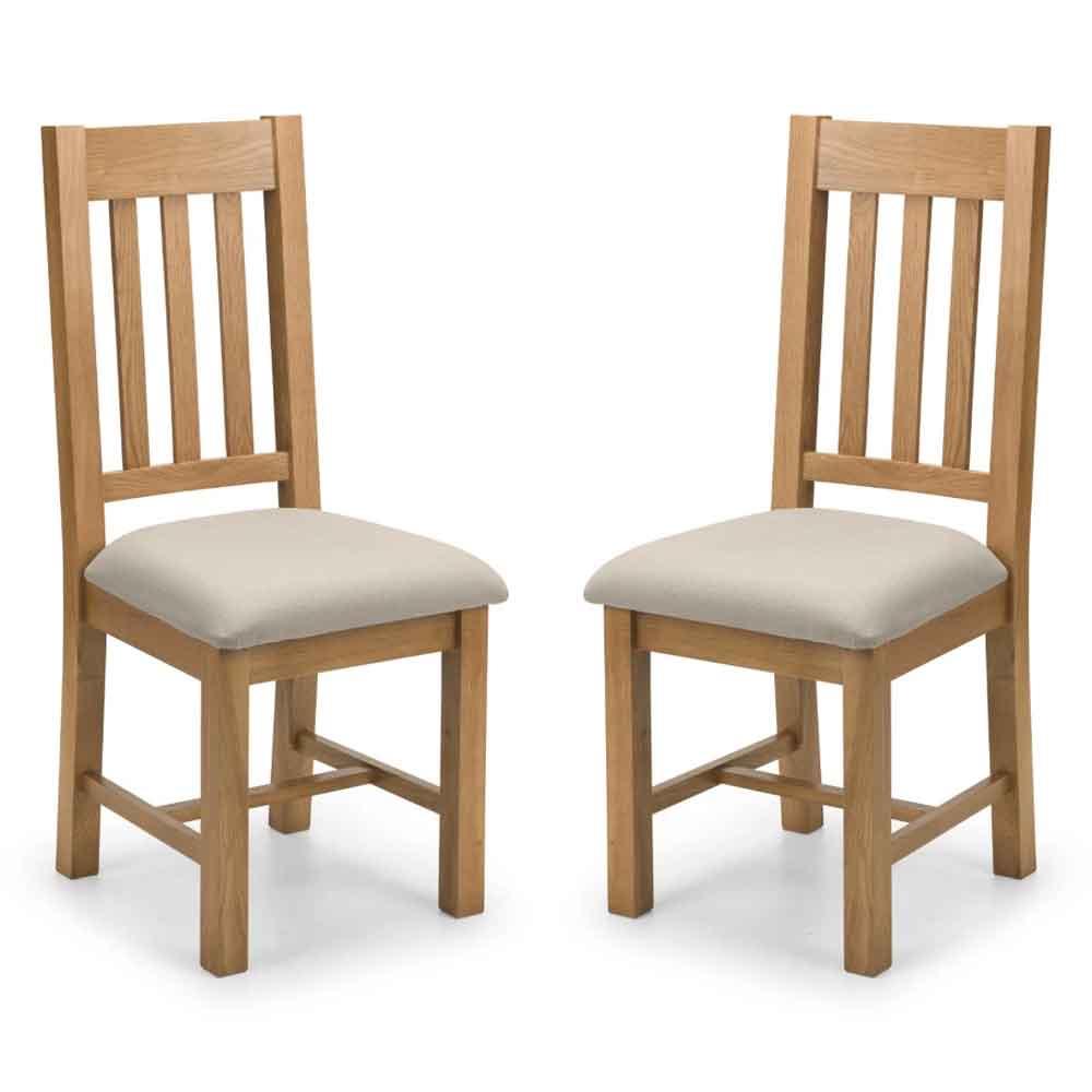 Henvora Oak Wooden Dining Chairs in Pair