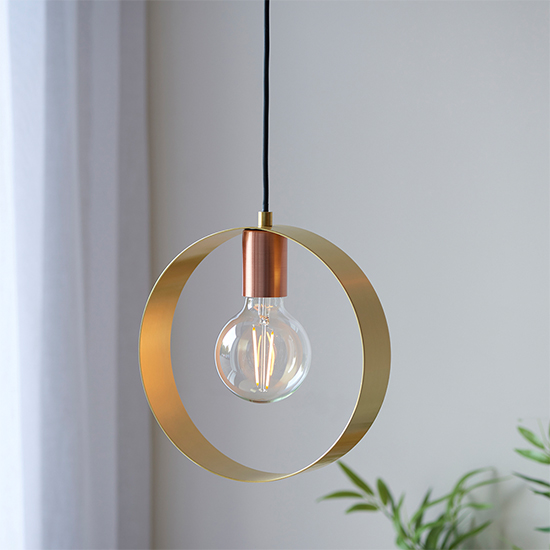 Hepo Ceiling Pendant Light In Brushed Brass