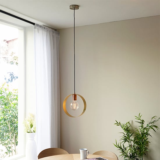Product photograph of Hepo Ceiling Pendant Light In Brushed Brass from Furniture in Fashion