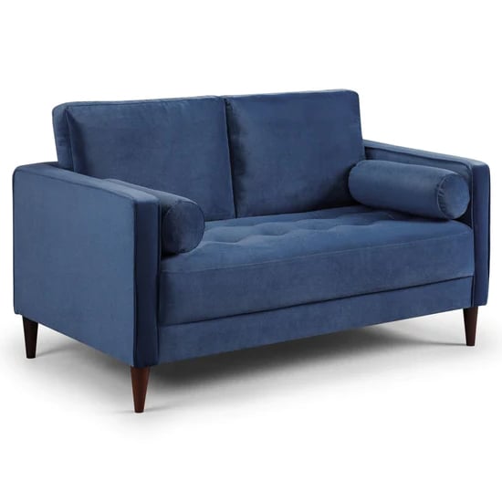 Product photograph of Herbart Plush Velvet 2 Seater Sofa In Blue from Furniture in Fashion