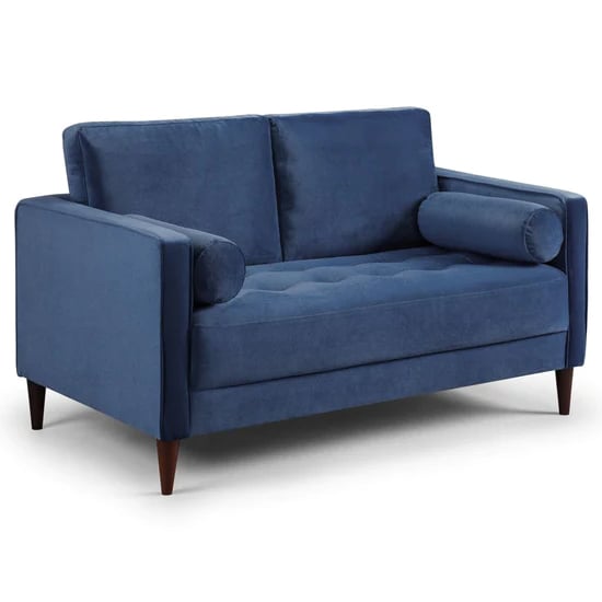 Read more about Herbart plush velvet 2 seater sofa in blue
