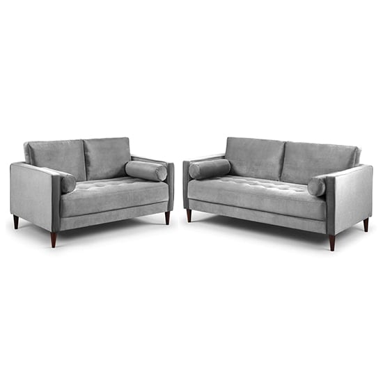 Read more about Herbart plush velvet 3+2 seater sofa set in grey