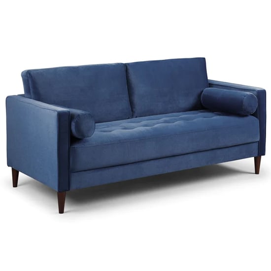 Read more about Herbart plush velvet 3 seater sofa in blue