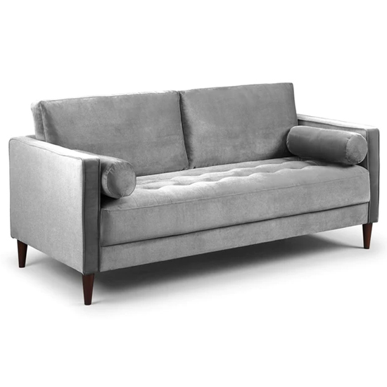 Herbart Plush Velvet 3 Seater Sofa In Grey