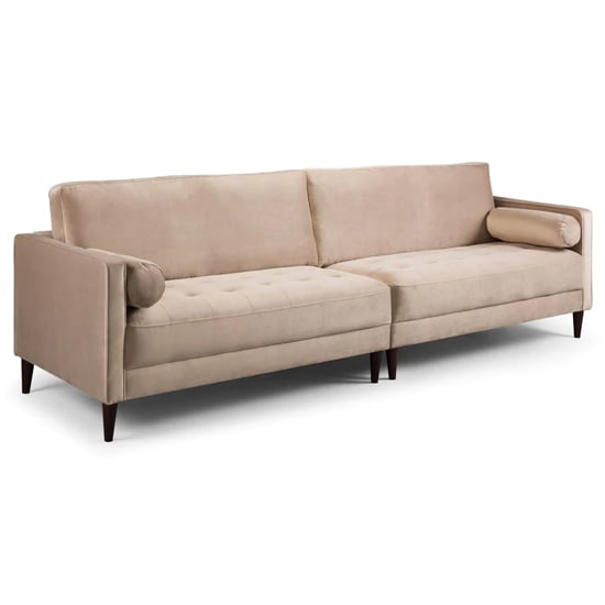 Product photograph of Herbart Plush Velvet 4 Seater Sofa In Beige from Furniture in Fashion