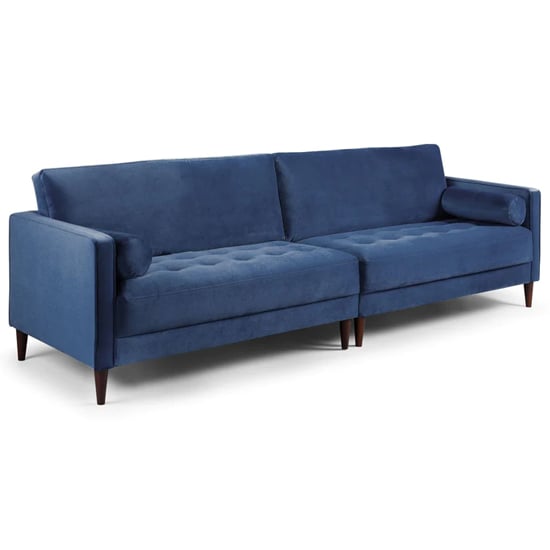 Herbart Plush Velvet 4 Seater Sofa In Blue