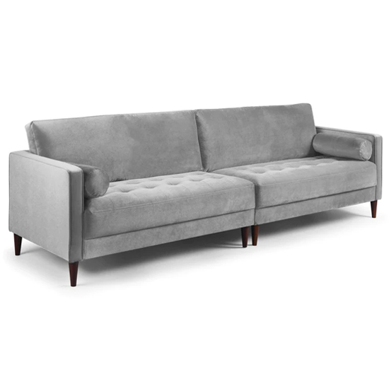 Product photograph of Herbart Plush Velvet 4 Seater Sofa In Grey from Furniture in Fashion