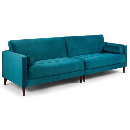 Product photograph of Herbart Plush Velvet 4 Seater Sofa In Teal from Furniture in Fashion