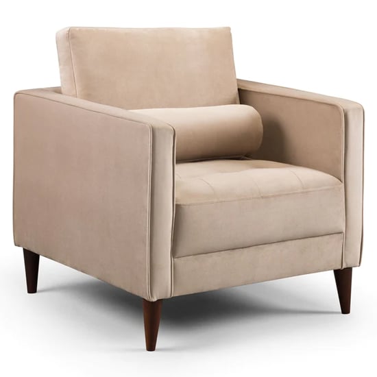 Product photograph of Herbart Plush Velvet Armchair In Beige from Furniture in Fashion