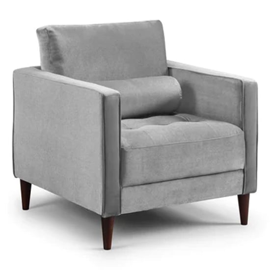 Herbart Plush Velvet Armchair In Grey
