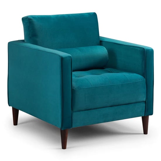 Product photograph of Herbart Plush Velvet Armchair In Teal from Furniture in Fashion