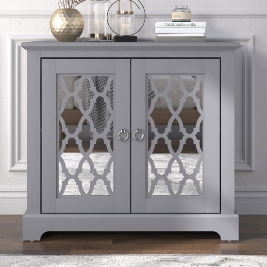 Read more about Herceg wooden sideboard with 2 mirrored doors in cool grey