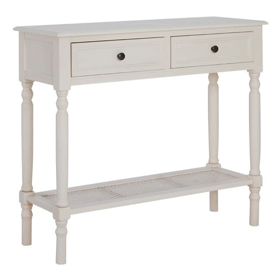 Drawers Console Table In Antique White, Turned Legs Console Table White