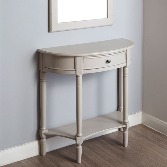 Curved console shop table with drawers