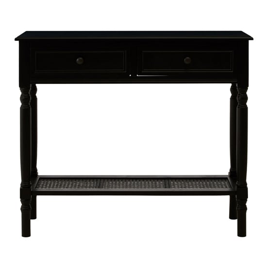 Heritox Wooden 2 Drawers Console Table In Black_2