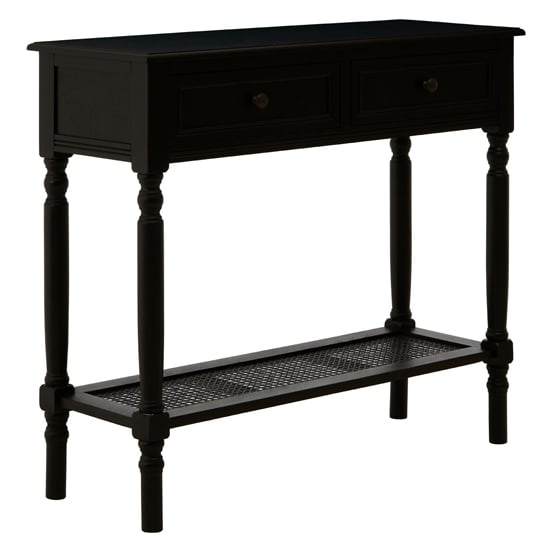 Heritox Wooden 2 Drawers Console Table In Black_1