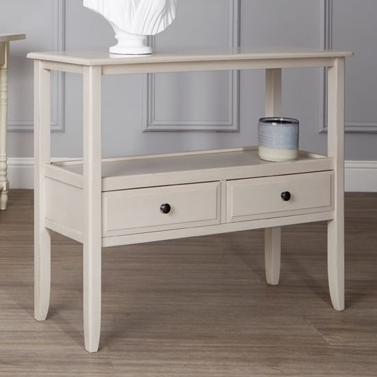 Heritox Wooden 2 Drawers Console Table In Grey_1
