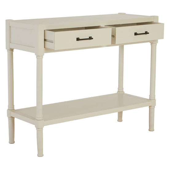 Heritox Wooden 2 Drawers Console Table In Vintage Grey
