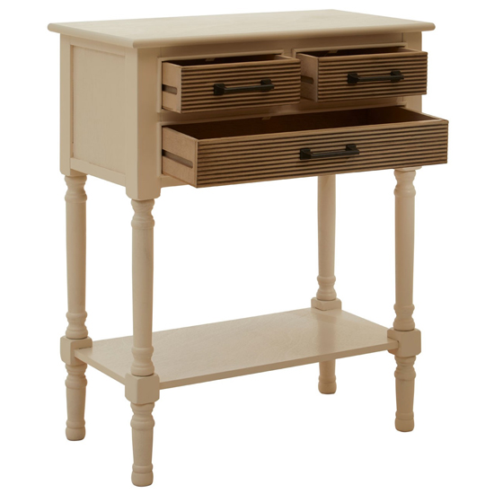Heritox Wooden 3 Drawers Console Table In Pearl White_5