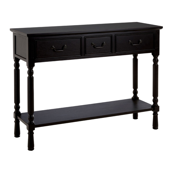Heritox Wooden 3 Drawers Console Table In Vintage Black | Furniture in ...