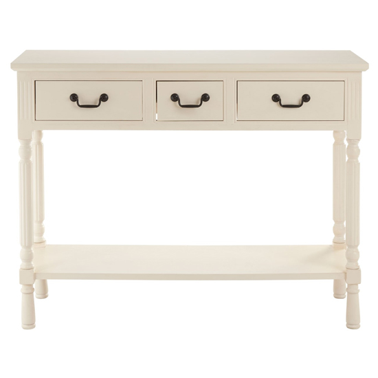 Heritox Wooden 3 Drawers Console Table In Vintage Cream