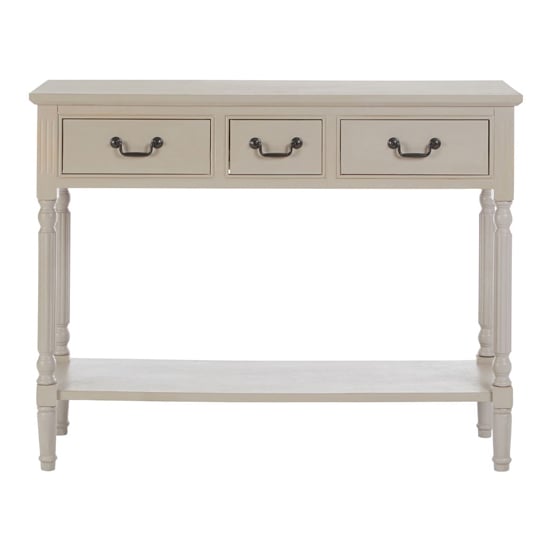 Heritox Wooden 3 Drawers Console Table In Vintage Grey