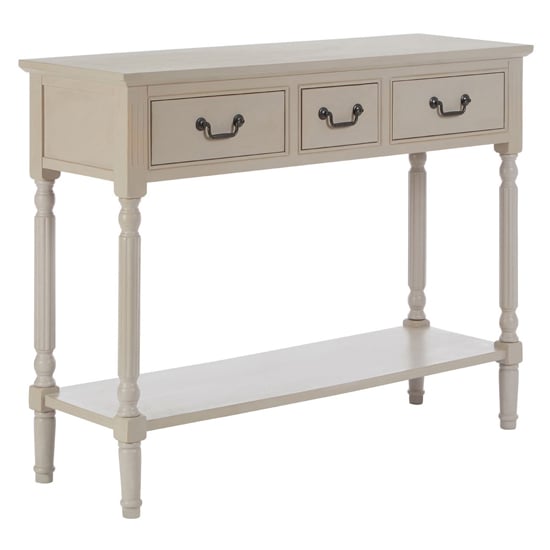 Heritox Wooden 3 Drawers Console Table In Vintage Grey