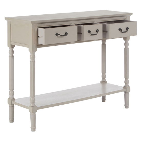 Heritox Wooden 3 Drawers Console Table In Vintage Grey
