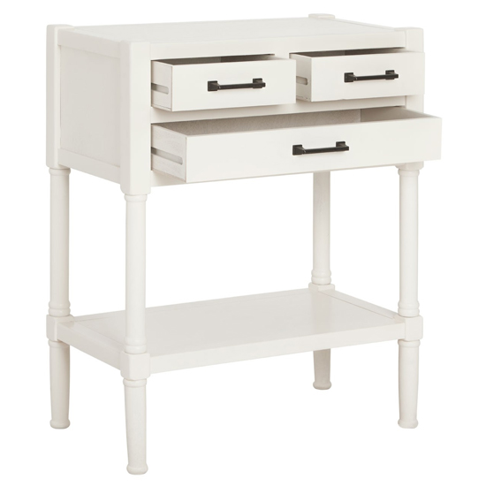 Heritox Wooden 3 Drawers Console Table In White