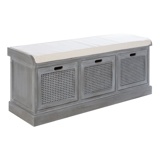 Product photograph of Heritox Wooden 3 Drawers Hallway Storage Bench In Slate Grey from Furniture in Fashion