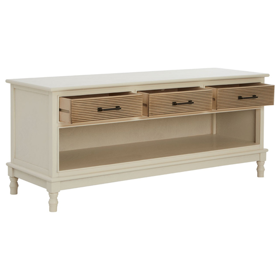 Heritox Wooden 3 Drawers TV Stand In Pearl White