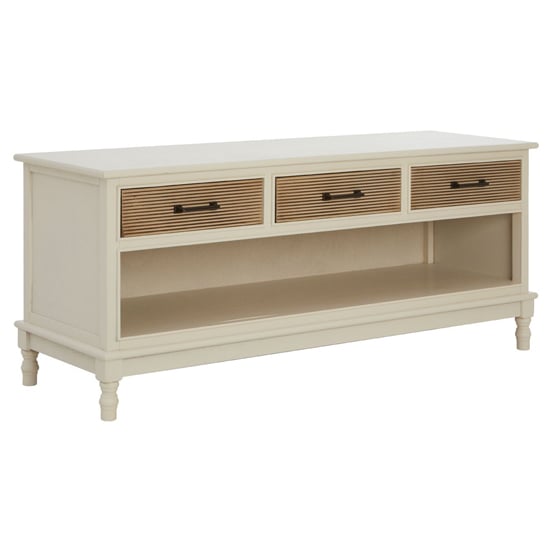 Product photograph of Heritox Wooden 3 Drawers Tv Stand In Pearl White from Furniture in Fashion