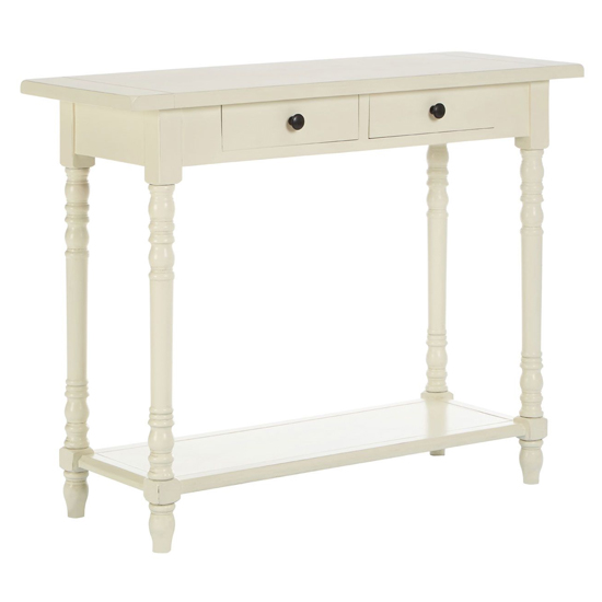 Photo of Heritox wooden console table with 2 drawers in antique white