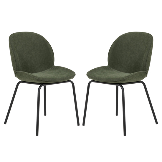 Herja Green Velvet Dining Chairs With Black Legs In Pair Furniture in