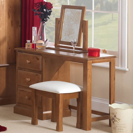 Photo of Herndon wooden 3pc dressing table set in lacquered