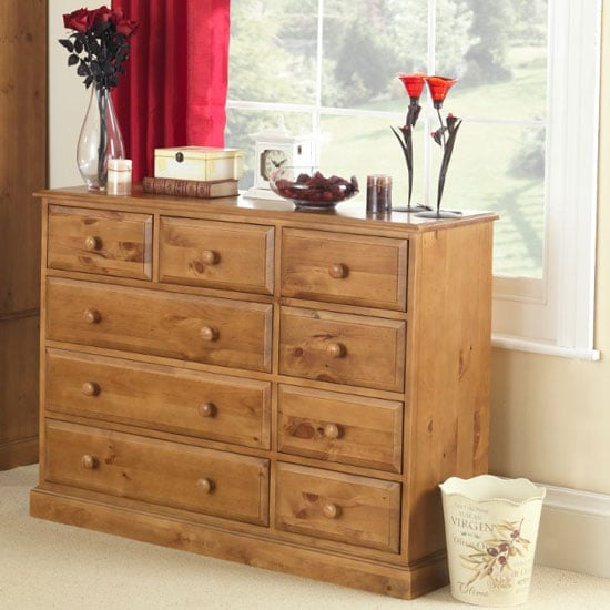 Photo of Herndon wooden chest of drawers in lacquered with 9 drawers