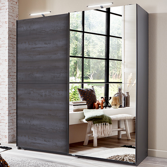 Read more about Herne sliding door mirrored wardrobe in graphite