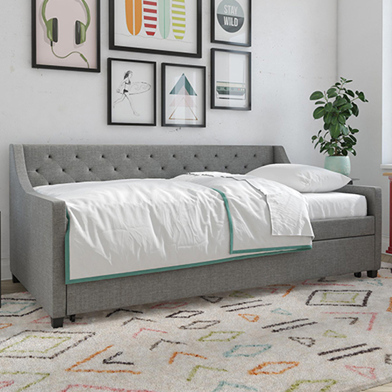 Heron Linen Fabric Sofa Bed In Grey
