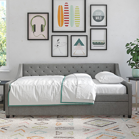 Heron Linen Fabric Sofa Bed In Grey