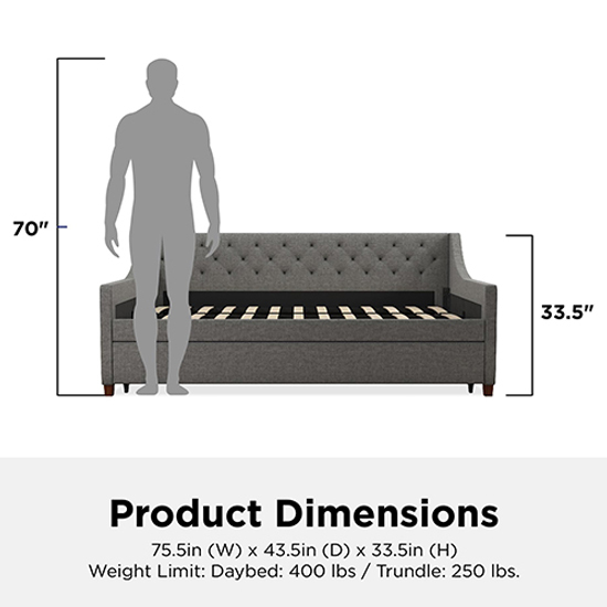 Heron Linen Fabric Sofa Bed In Grey